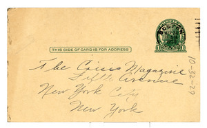 Postcards from Wilhelmina Crosson to the Crisis