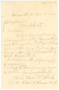 Letter from the Woman's Study Club to the Editor of the Crisis