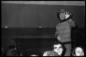 Joe Spadafora, at the opening of Club Zircon, raising hand