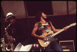 Clarence Clemons and Bruce Springsteen onstage at the Music Inn