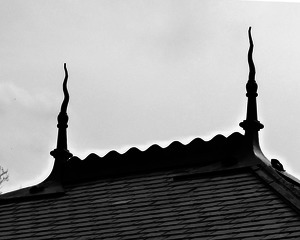 Buckland Public Library: detail of iron ridge cresting on roof