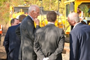 Congressman John W. Olver visiting a construction site