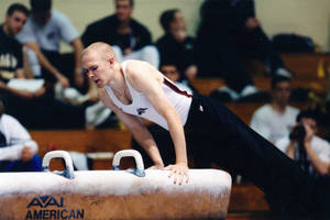 Springfield College gymnast on pommel horse at USGF Championship (April, 2001)