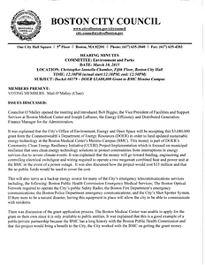 Committee on Environment and Parks hearing minutes, March 10, 2015