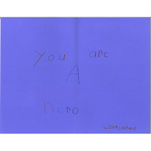 Card from a Charlotte A. Dunning Elementary School student