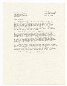 Letter from Catherine Hirsch to Walter Lacqueur, April 7, 1963