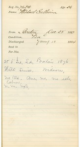 Tewksbury Almshouse Intake Record: Sullivan, Michael