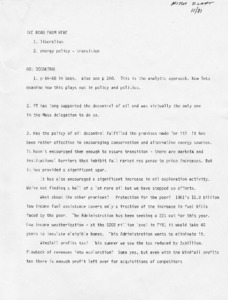 Road from Here, draft of speech concerning oil decontrol