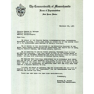 Letter from Reverend Michael E. Haynes to Senator Edward M. Kennedy