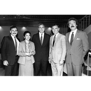 Clara Garcia, Ira Stepanian, Mayor Flynn, and two others posing for a photograph during press conference.
