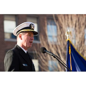 Mark Fitzgerald speaks at the Veterans Memorial dedication