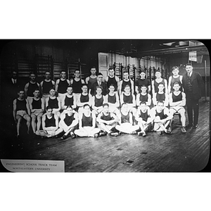 Northeastern Engineering School track team in the gym