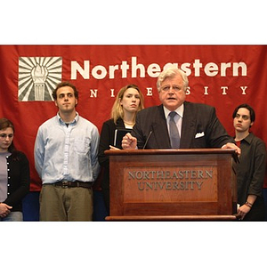 Senator Kennedy speaks at press conference on student financial aid cuts