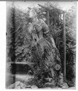 Figurehead on display in a garden, Marblehead, Mass.