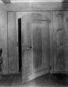 Interior view of the John Lawrence House, door, 76 Campmeeting Road, Topsfield, Mass., undated