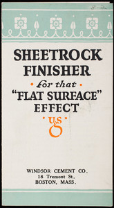 Sheetrock finisher for that flat surface effect, United States Gypsum Company, 205 West Monroe Street, Chicago, Illinois