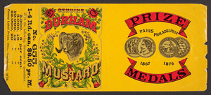 Label for Genuine Durham Mustard, location unknown, ca. 1878