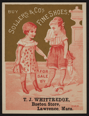 Trade card for S.D. Sollers & Co.'s fine shoes, 417 Arch Street, Philadelphia, Pennsylvania, 1880