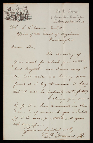 B. F. Stevens to Thomas Lincoln Casey, March 30, 1872