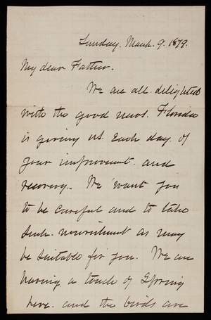 Thomas Lincoln Casey to General Silas Casey, March 9, 1879