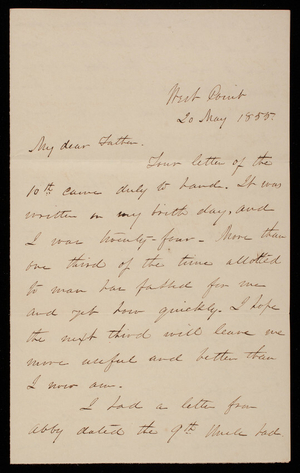 Thomas Lincoln Casey to General Silas Casey, May 20, 1855