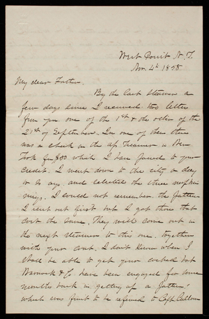 Thomas Lincoln Casey to General Silas Casey, November 4, 1858