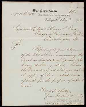 [George] D. Ruggles to Thomas Lincoln Casey, February 8, 1882 - Digital ...