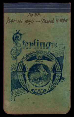 Thomas Lincoln Casey Notebook, November 1894-March 1895, 001, front cover