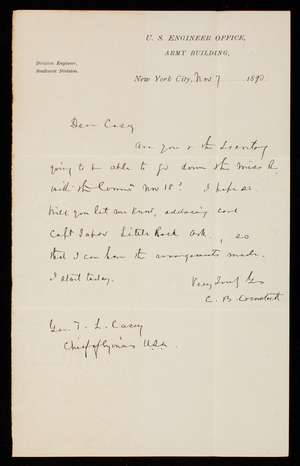 [Cyrus] B. Comstock To Thomas Lincoln Casey, November 7, 1890 - Digital ...