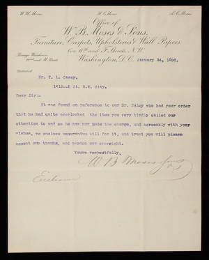 W. B. Moses to Thomas Lincoln Casey, January 24, 1896