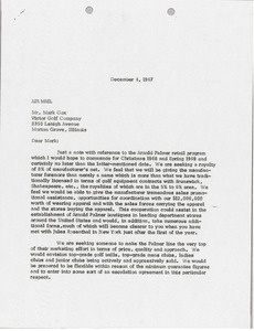 Letter from Mark H. McCormack to Victor Golf Company