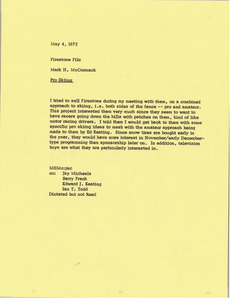 Memorandum from Mark H. McCormack to Firestone file