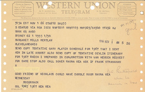 Telegram from Mark H. McCormack to Margaret Mills Mertlaw