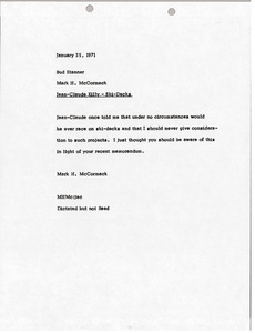 Memorandum from Mark H. McCormack to Bud Stanner