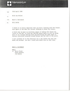 Memorandum from Mark H. McCormack to Erik van Dillen