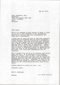 Letter from Mark H. McCormack to Keith Mackenzie