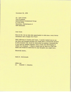 Letter from Mark H. McCormack to Jack Urlwin