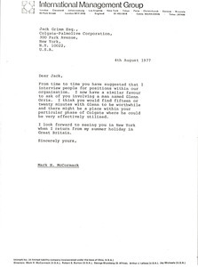 Letter from Mark H. McCormack to Jack Grimm