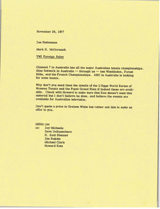 Memorandum from Mark H. McCormack to Jan Steinmann