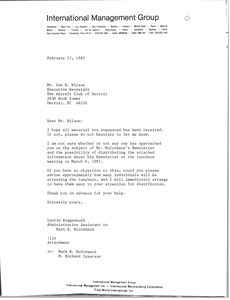 Letter from Laurie Roggenburk to Lee H. Wilson