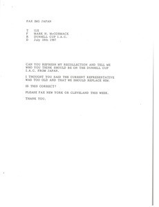 Fax from Mark H. McCormack to Uji