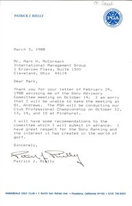 Letter from Patrick J. Reilly to Mark H. McCormack