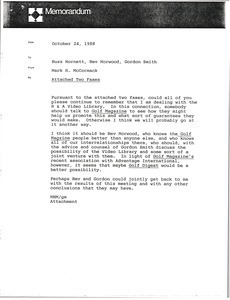 Memorandum from Mark H. McCormack to Buzz Hornett, Bev Norwood and Gordon Smith