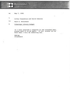 Memorandum from Mark H. McCormack to Arthur Rosenblum and David Osborne