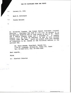 Fax from Fumiko Matsuki to Mark H. McCormack