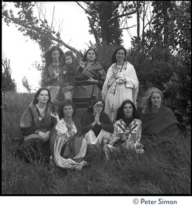 Women members of Amazing Grace on a San Francisco hillside (Russian Hill?), overlooking the Bay