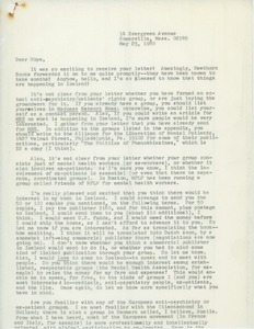 Letter from Judi Chamberlin to Hope Knútsson