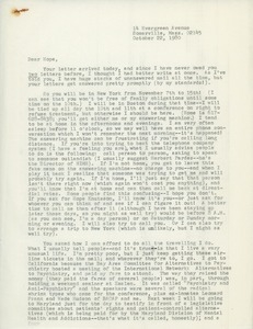 Letter from Judi Chamberlin to Hope Knútsson