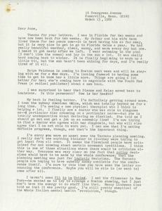 Letter from Judi Chamberlin to Anne Boldt