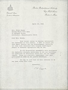Letter from Edward J. Logue to Clara Nason